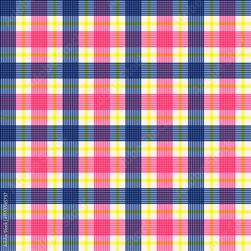 Plaid pattern bright in blue, pink, green, white. Seamless colorful tartan check plaid texture background for womenswear flannel shirt, skirt, blanket, duvet cover, other modern fashion textile print.