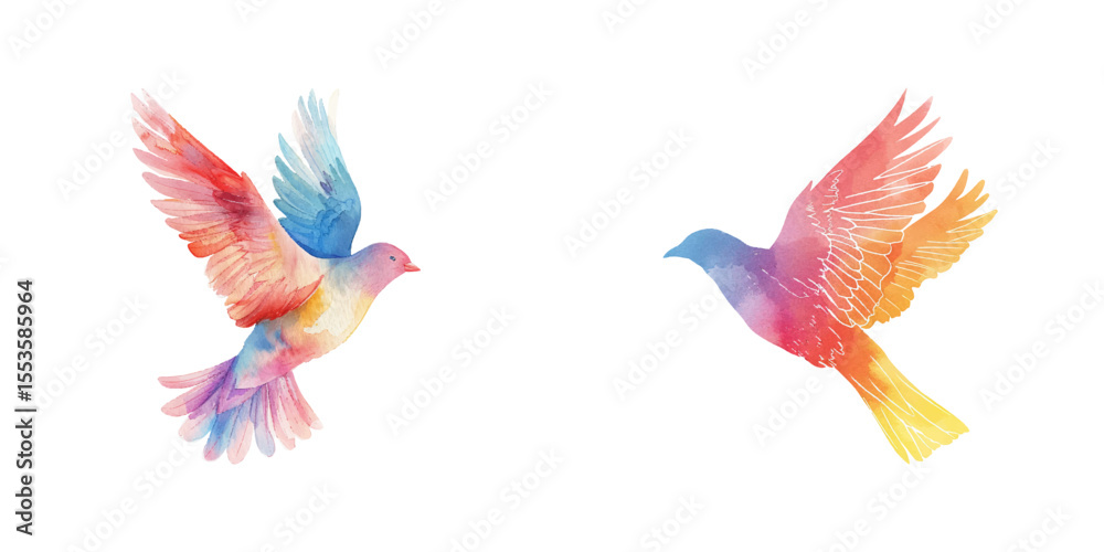 Obraz premium abstract color silhouette of flying bird watercolor vector illustration