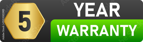 5 Year Warranty Label Sign Vector Design template 