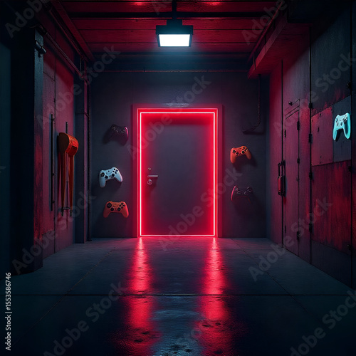 Esports Gateway – Enter Game Mode with Digital Door and Glowing Threshold