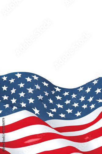 Flat Vector American Flag Background with Wavy Red Border – Minimalist USA Design