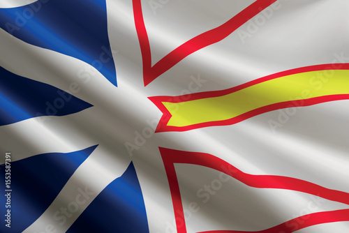Newfoundland and Labrador flag waving in the wind. State of Canada