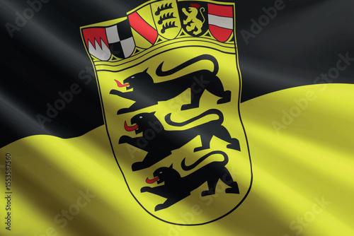 Baden-Württemberg flag waving in the wind. State of Germany