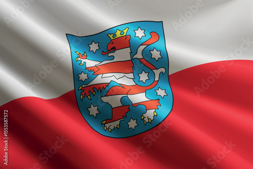 Thuringia flag waving in the wind. State of Germany