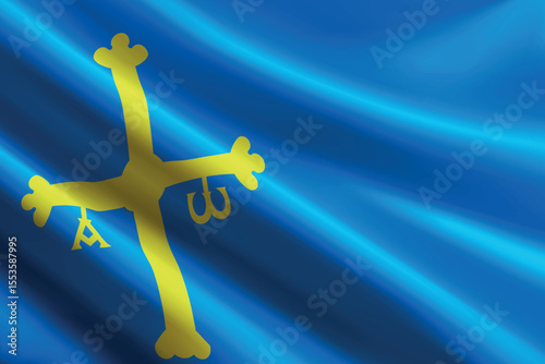 Asturias flag waving in the wind. autonomous community of Spain