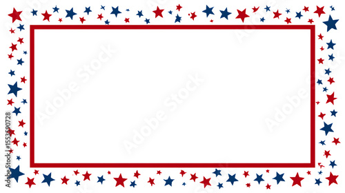 USA-Themed Page Border with Star Accents – Empty Center for Custom Text or Design