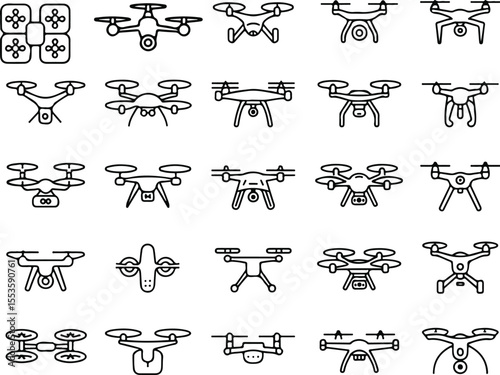 drone icon collection line art set