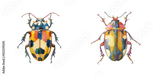 beetle watercolor vector illustration