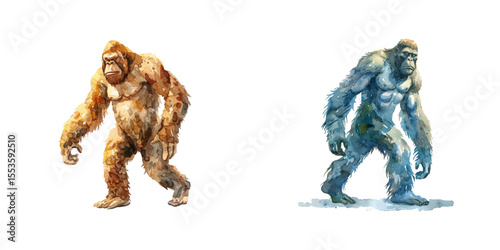 bigfoot watercolor vector illustration