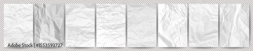 Big set of white clean crumpled papers