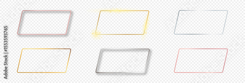 Set of six rounded parallelogram frames
