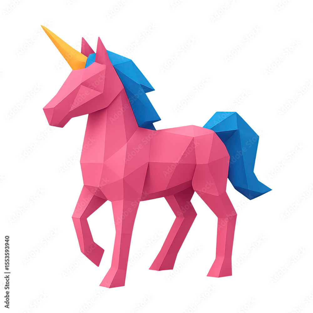 Obraz premium PNG Colorful geometric unicorn illustration.