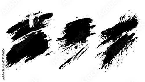 Black brushstrokes on a white background. A collection of various black abstract brush strokes on a white backgroun.  perfect for adding an artistic touch to designs, websites, or social media posts.