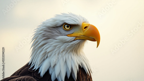 Eagle head close-up with sharp beak and piercing gaze — pure white background for versatile use in logos, emblems, or tribal art.