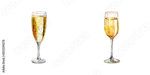 champagne watercolor vector illustration