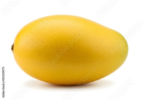 Vibrant golden ripe tropical mango fruit against a clean white studio background