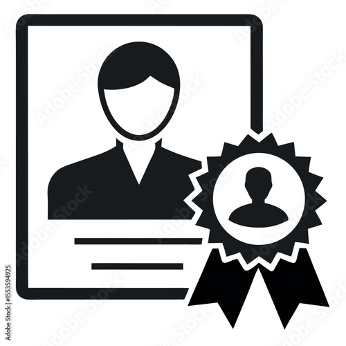 Portrait Certificate: A stylized depiction of a formal portrait adorned with a badge of honor, signifying achievement and recognition in a simple vector style.