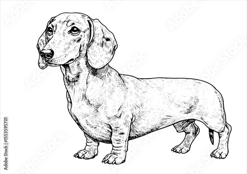 illustration, animal, vector, dachshund, dog, vintage, puppy, sketch, pet, art, breed, canine, etching, engraved, cute, ink, doggy, drawn, engraving, drawing, isolated, hand, funny, dogs, portrait, ar