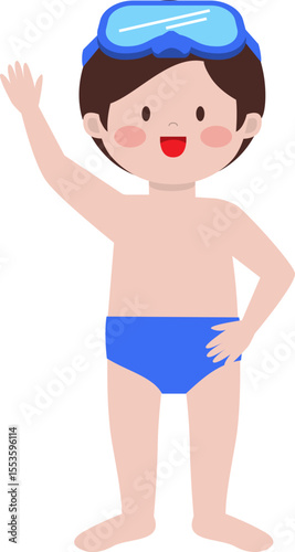수영복 입은 남자 아이
