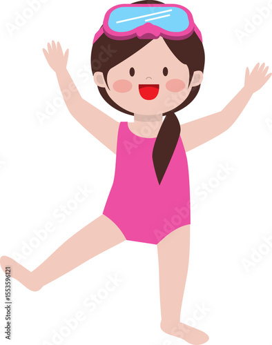 수영복 입은 여자 아이