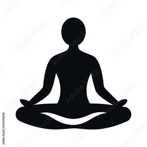 Yoga silhouette of a woman meditating in a lotus pose for relaxation and inner peace