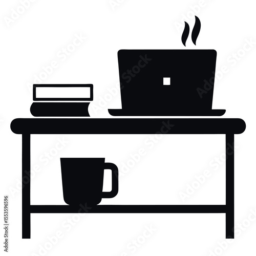 an icon representing a workstation or a home office setup. 