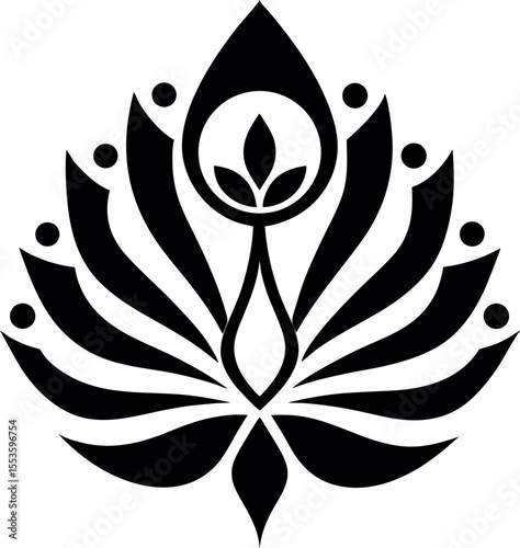 Silhouette vector of three black lotus flowers against a clean white background
