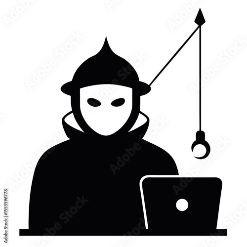  a silhouette commonly associated with a computer hacker or cyber spy. 