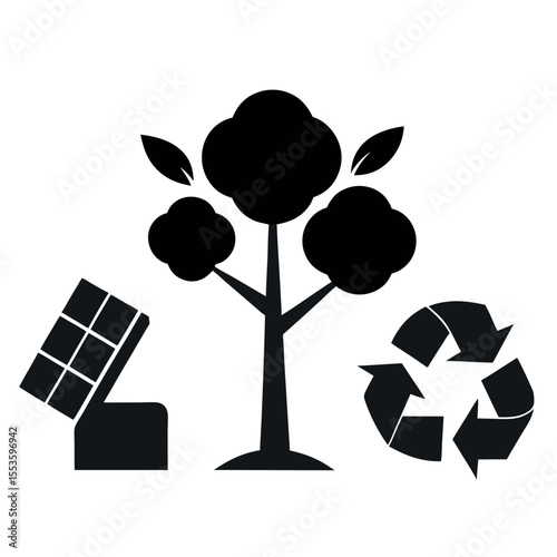 eco-friendly icons representing sustainable practices and renewable energy,