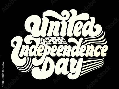 Happy 4th of July typography design with vertical American flag brush stroke on both sides, vector illustration.
