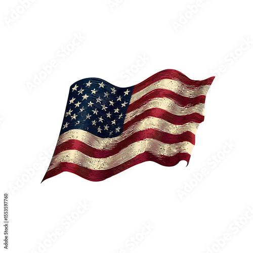 Minimal Vector American Flag – Clean Lines, Vintage Style, Logo-Ready Design