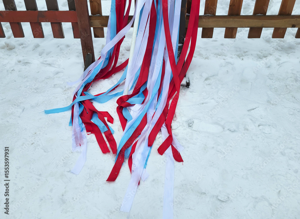custom made wallpaper toronto digitalMulticolored white, red, and blue ribbons flutter in the snow