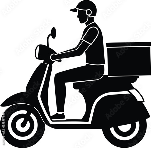 food delivery guy on scooter silhouette