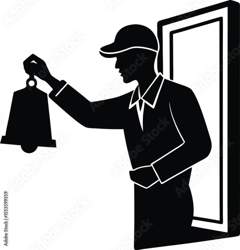 delivery guy ringing doorbell silhouette