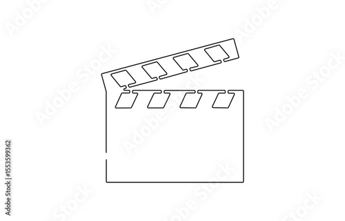 Continuous one line drawing of Film Clapper, Clapper board continuous one line drawing. Movie scene episode production concept, Movie scene episode production concept. Vector illustration isolated on.