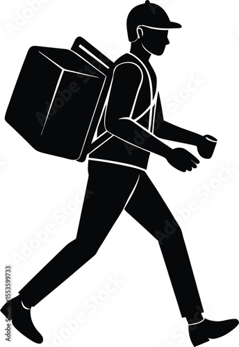 food delivery with backpack silhouette