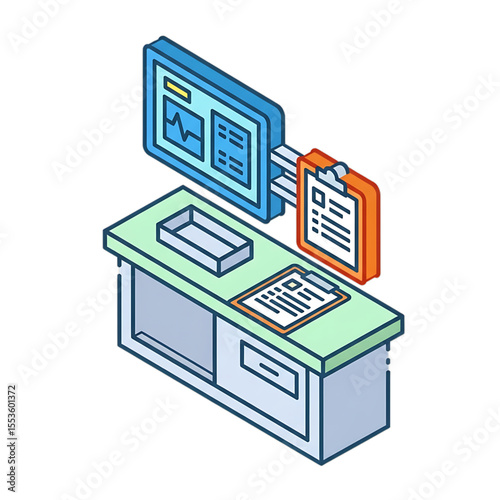 Medical office desk icon for hospital admin or records.