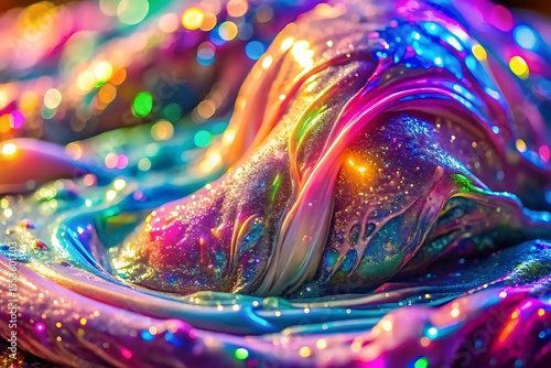 Colorful abstract liquid art with iridescent holographic texture and vibrant rainbow gradients