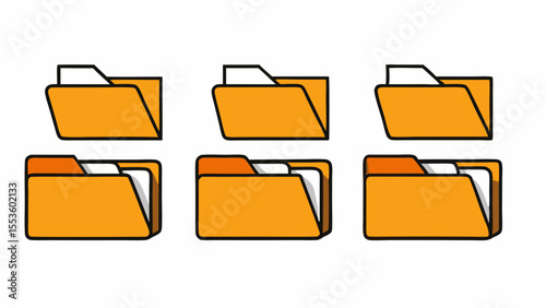 orange folder icons file management organization system illustration design.