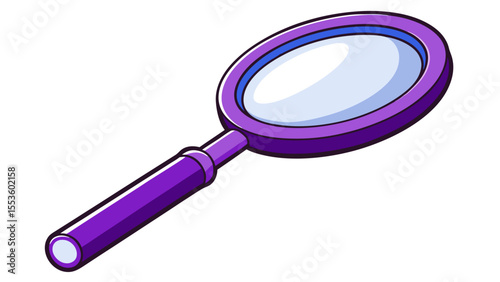 purple magnifying glass detailed search investigation tool isolated on white background.