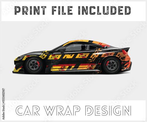 Modern Car Wrap Design with Print File Included