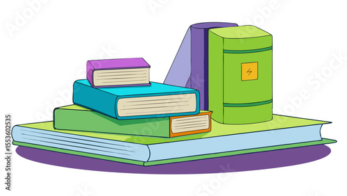 stack of books  illustration of three stacked orange books isolated on a white background
