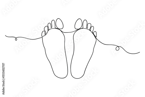 Single line sketch of a human foot sole isolated outline in minimalist style
