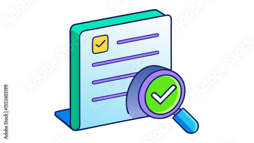 document with checklist and magnifying glass verification audit illustration