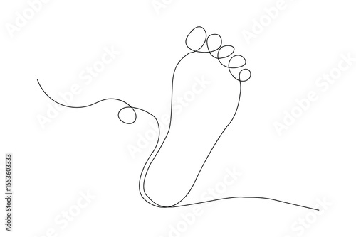 Single line sketch of a human foot sole isolated outline in minimalist style