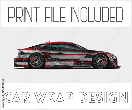Racing Car Wrap Design with Print File Included