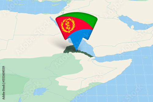 Eritrea Location Highlighted on African Map with Flag Icon.