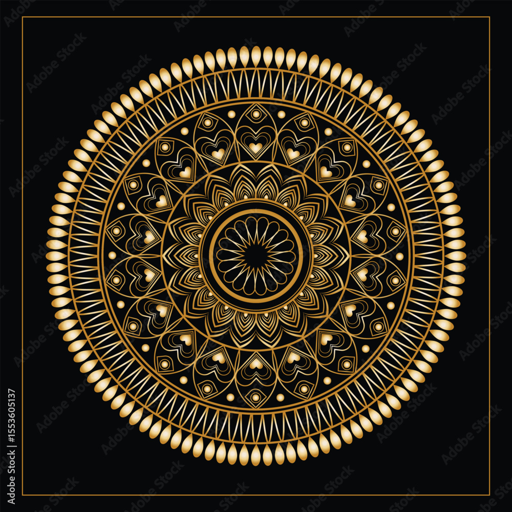 Fototapeta premium golden mandala on black background
