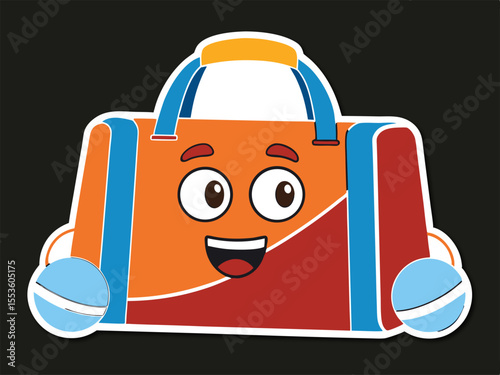 Cheerful Cartoon Travel Bag Character with a Bright Smile and Playful Design cartoon