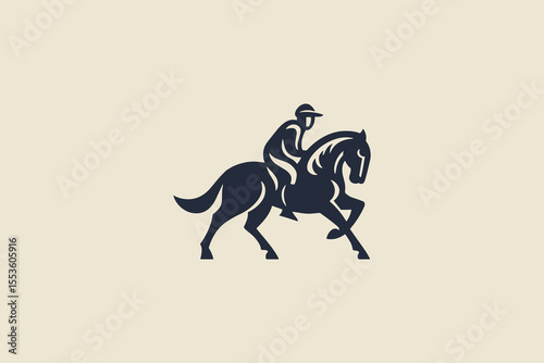 Horse rider silhouette bold engraving vector illustration